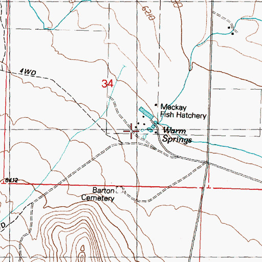 Topographic Map of Warm Springs, ID