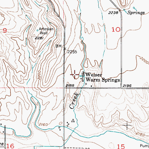 Topographic Map of Weiser Warm Springs, ID