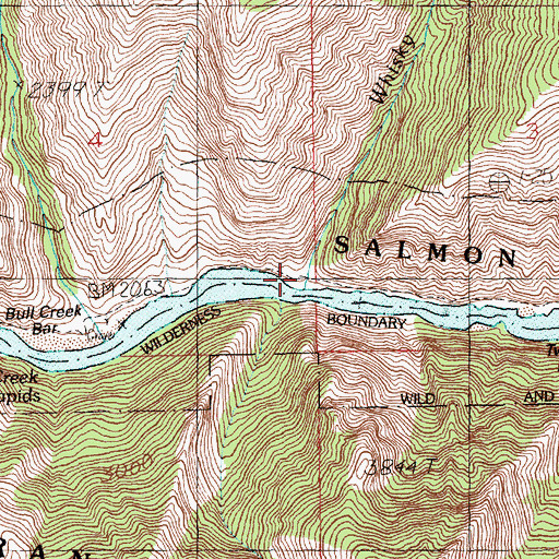 Topographic Map of Whisky Bob Creek, ID