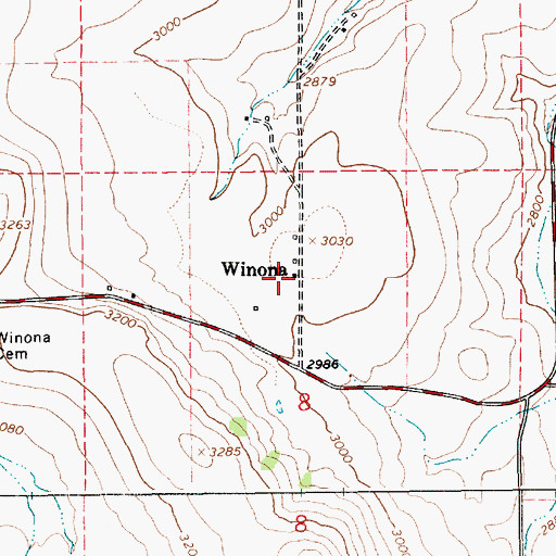 Topographic Map of Winona, ID