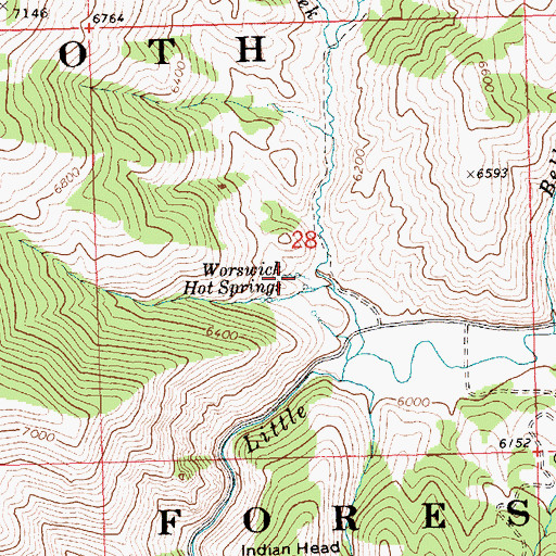 Topographic Map of Worswick Hot Springs, ID