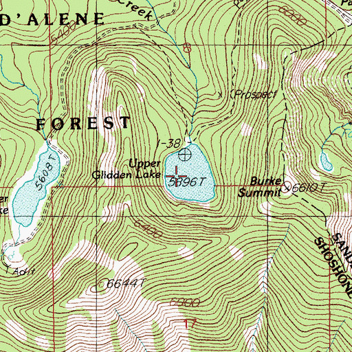 Topographic Map of Upper Glidden Lake, ID