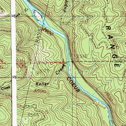 Topographic Map of Keller Creek, ID