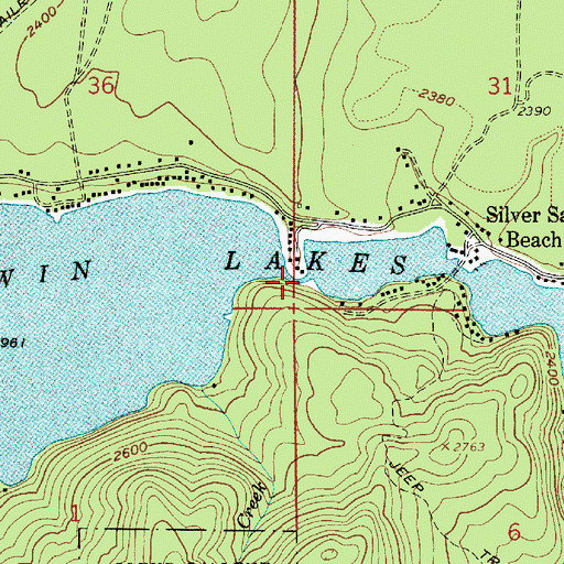 Topographic Map of Twin Lakes, ID