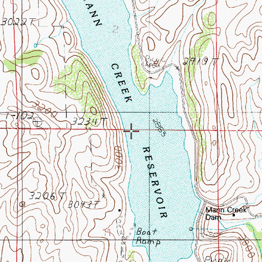 Topographic Map of Mann Creek Reservoir, ID