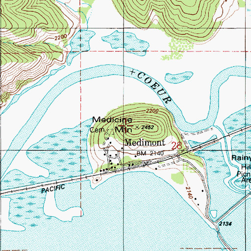 Topographic Map of Medicine Mountain, ID