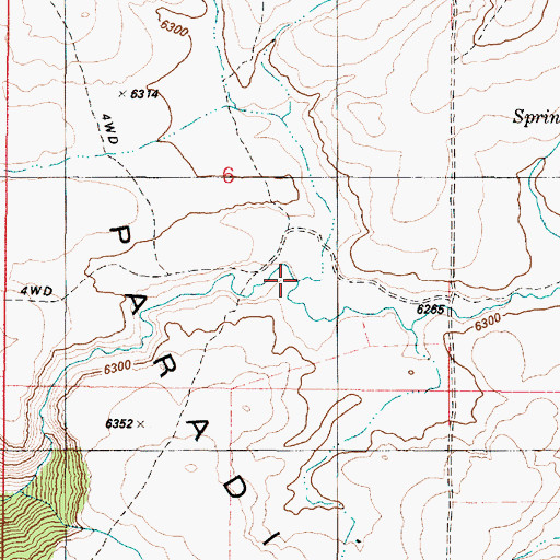 Topographic Map of Paradise Creek, ID