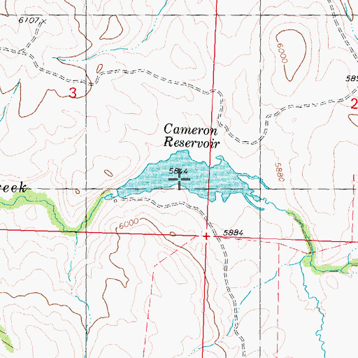 Topographic Map of Cameron Reservoir, ID
