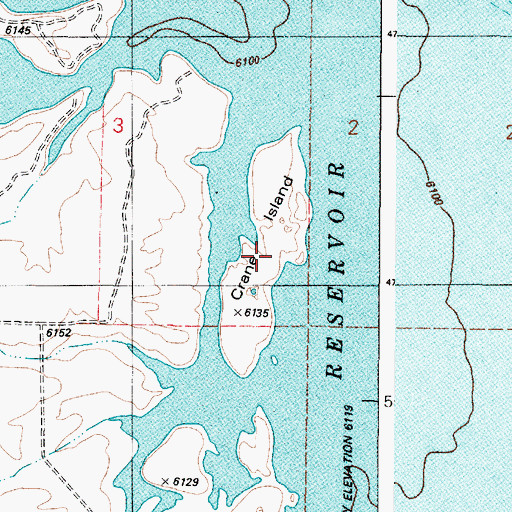Topographic Map of Crane Island, ID