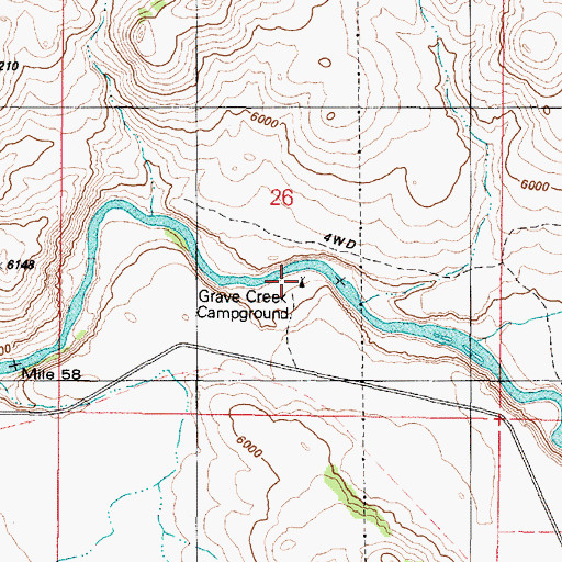 Topographic Map of Grave Creek Campground, ID