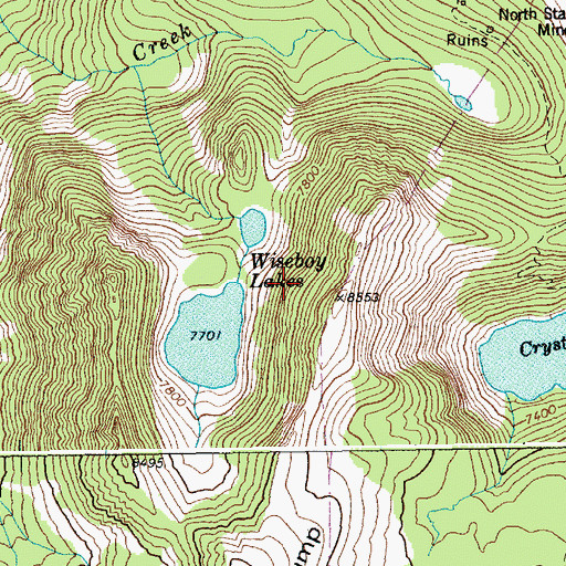 Topographic Map of Wiseboy Lakes, ID