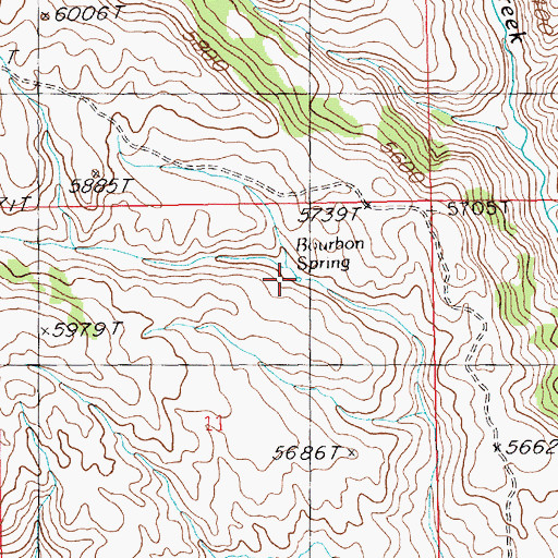 Topographic Map of Bourbon Spring, ID