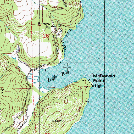 Topographic Map of Loffs Bay, ID