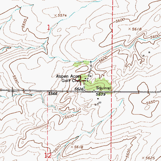 Topographic Map of Aspen Acres Golf Club, ID