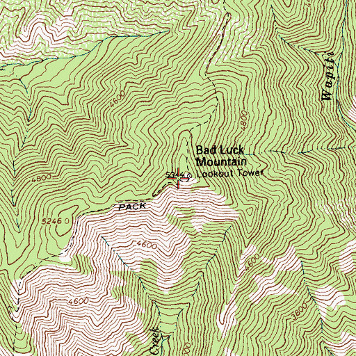 Topographic Map of Bad Luck Lookout Tower, ID