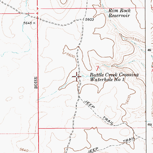 Topographic Map of Battle Creek Crossing Waterhole Number 1, ID