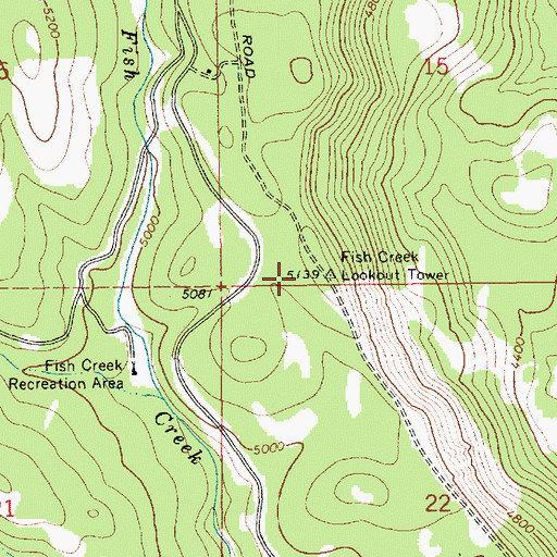 Topographic Map of Fish Creek Lookout Tower, ID