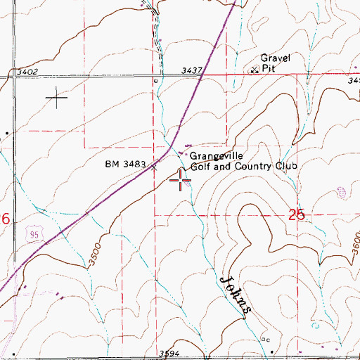 Topographic Map of Grangeville Golf and Country Club, ID