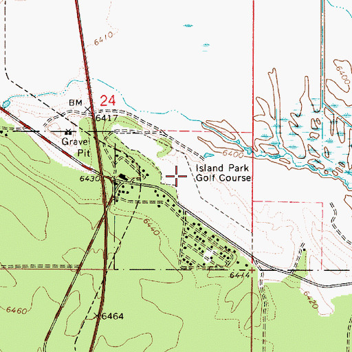 Topographic Map of Island Park Golf Course, ID