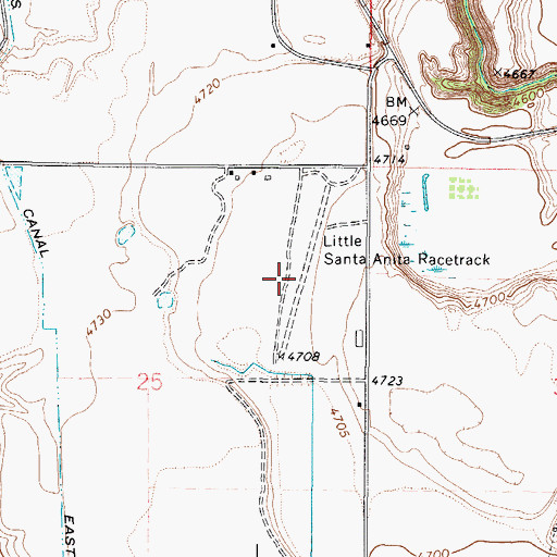 Topographic Map of Little Santa Anita Racetrack, ID