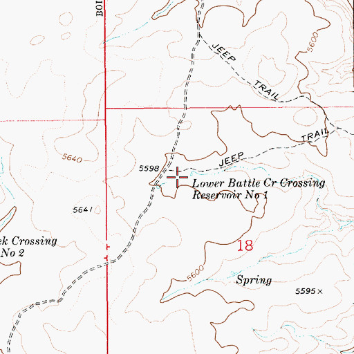 Topographic Map of Lower Battle Creek Crossing Reservoir Number 1, ID