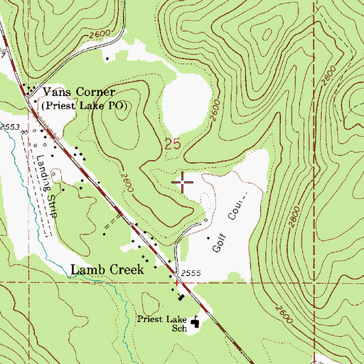 Topographic Map of Priest Lake Golf Club, ID