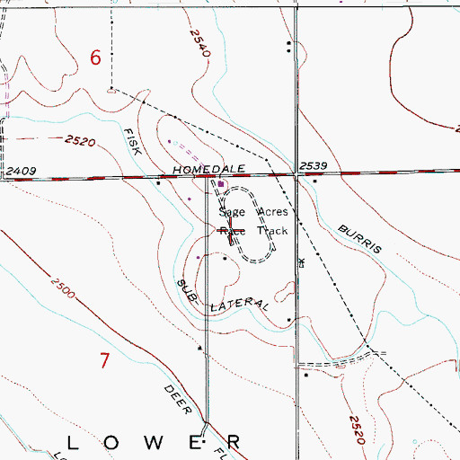 Topographic Map of Sage Acres Race Track, ID