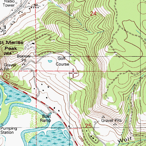 Topographic Map of Saint Maries Country Club, ID