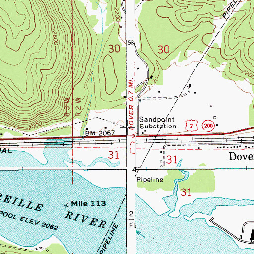 Topographic Map of Sandpoint Substation, ID