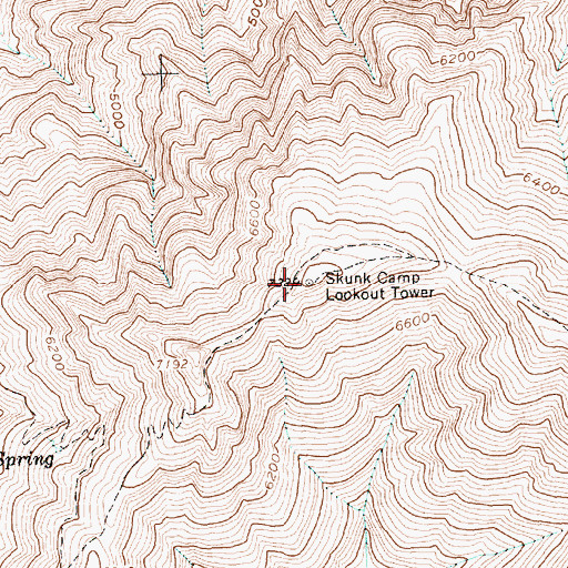Topographic Map of Skunk Camp Lookout Tower, ID