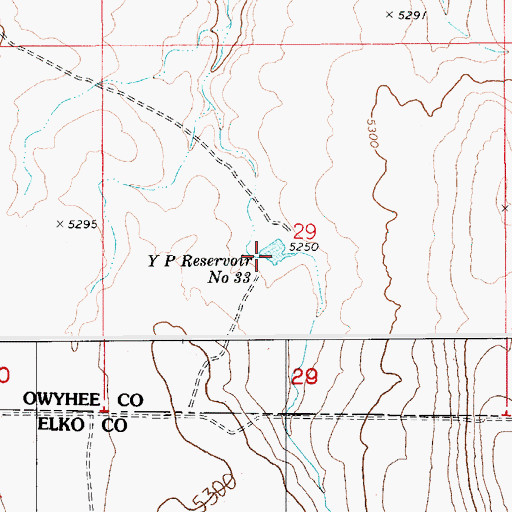 Topographic Map of Y P Reservoir Number 33, ID