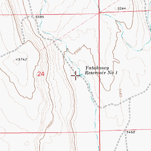 Topographic Map of Yatahoney Reservoir Number 1, ID