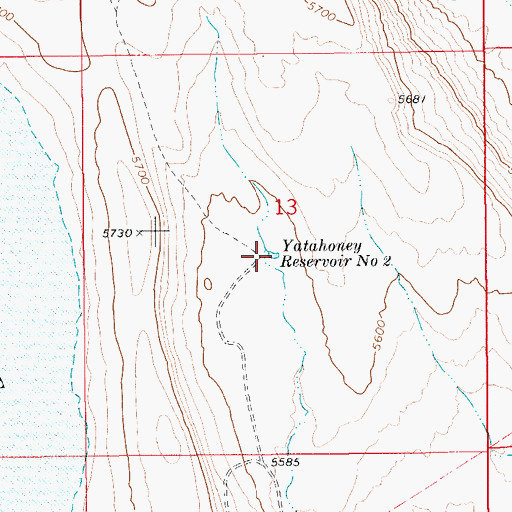 Topographic Map of Yatahoney Reservoir Number 2, ID