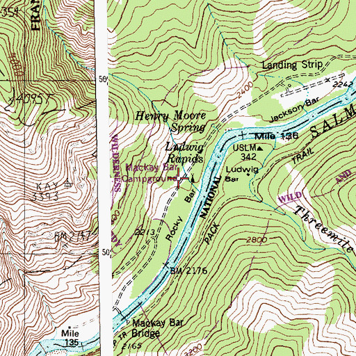 Topographic Map of Mackay Bar Campground, ID