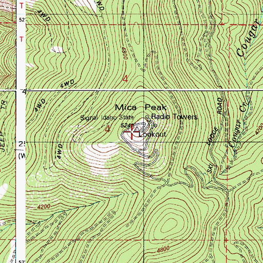Topographic Map of Mica Peak, ID
