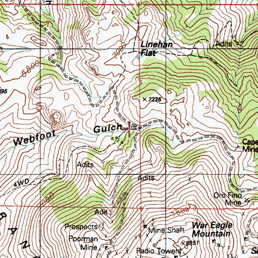 Topographic Map of Castangetta Halfway House, ID