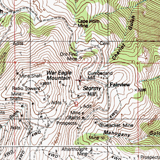 Topographic Map of Cumberland Mill, ID