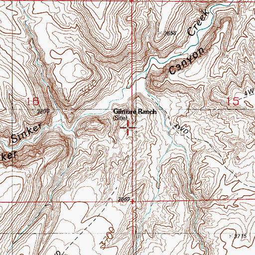 Topographic Map of Gilmore Ranch, ID