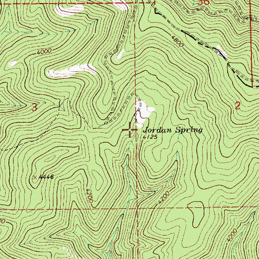 Topographic Map of Jordan Springs, ID