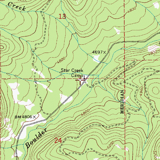 Topographic Map of Star Creek Camp, ID