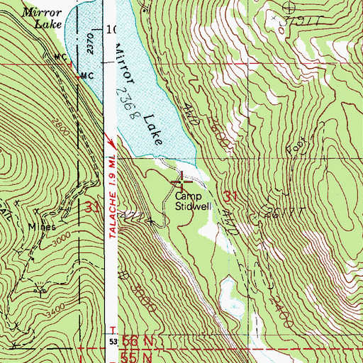 Topographic Map of Camp Stidwell, ID