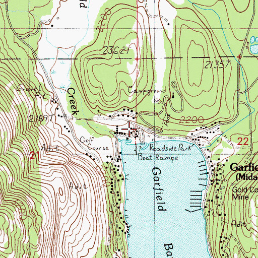 Topographic Map of Garfield Bay Recreation Site, ID