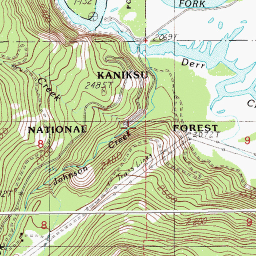 Topographic Map of Pole Creek, ID
