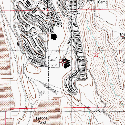 Topographic Map of Morenci High School, AZ