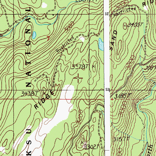 Topographic Map of Sand Ridge, ID