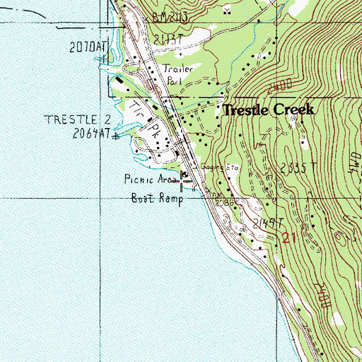 Topographic Map of Trestle Creek Recreation Site, ID
