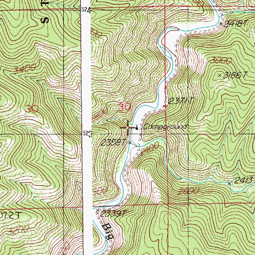 Topographic Map of Big Creek Campground, ID