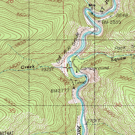 Topographic Map of Telichpah Campground, ID