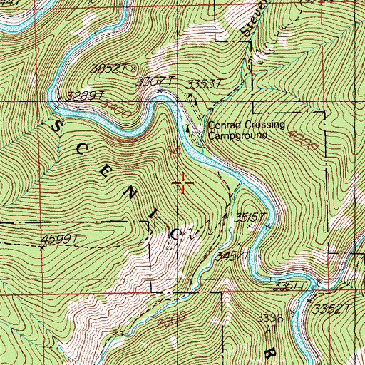 Topographic Map of Stevens Creek, ID