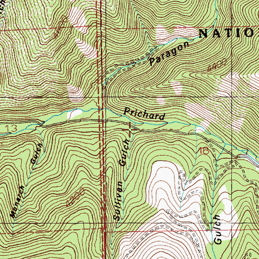 Topographic Map of Sullivan Gulch, ID
